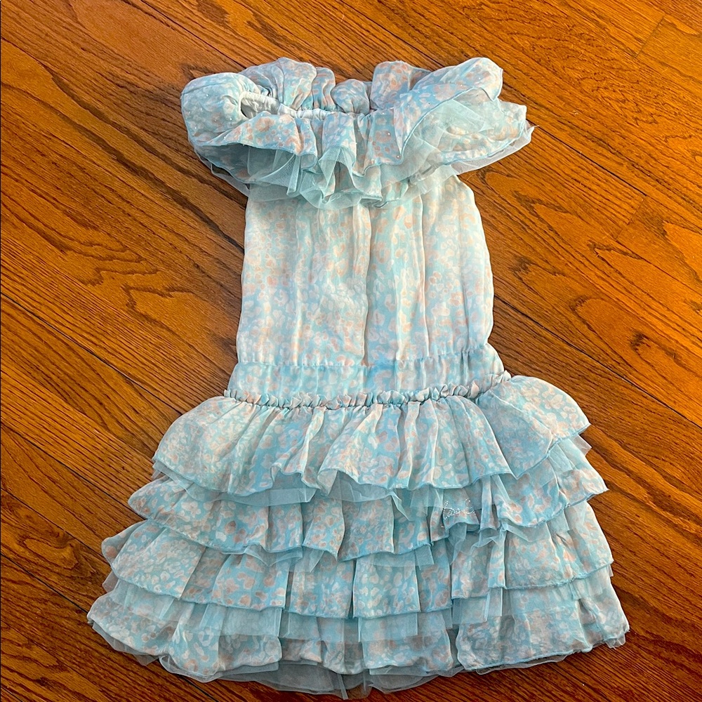 Miss Blumarine Light Blue Ruffled Kids Dress
